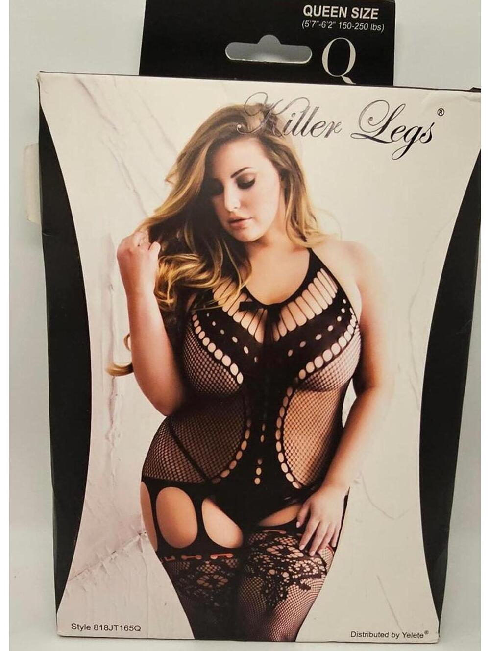 Killer Legs Queen Size Black Fishnet Bodysuit Lingerie